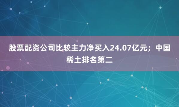 股票配资公司比较主力净买入24.07亿元；中国稀土排名第二